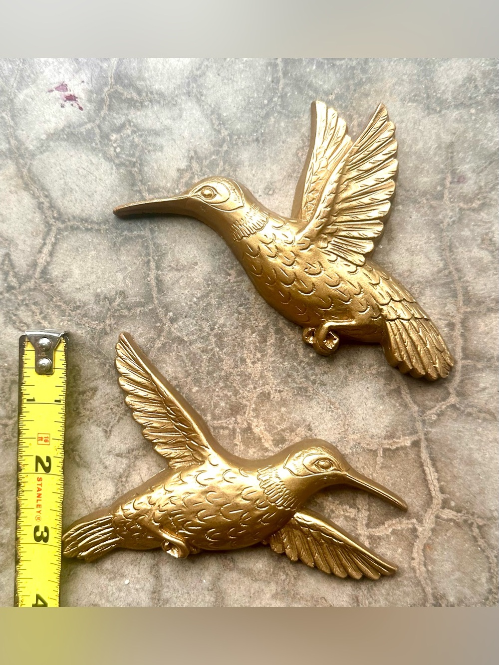 Vtg Homco Hummingbirds Pair Gold Tone Plastic Wall Art Decor USA Made - Picture 6 of 7